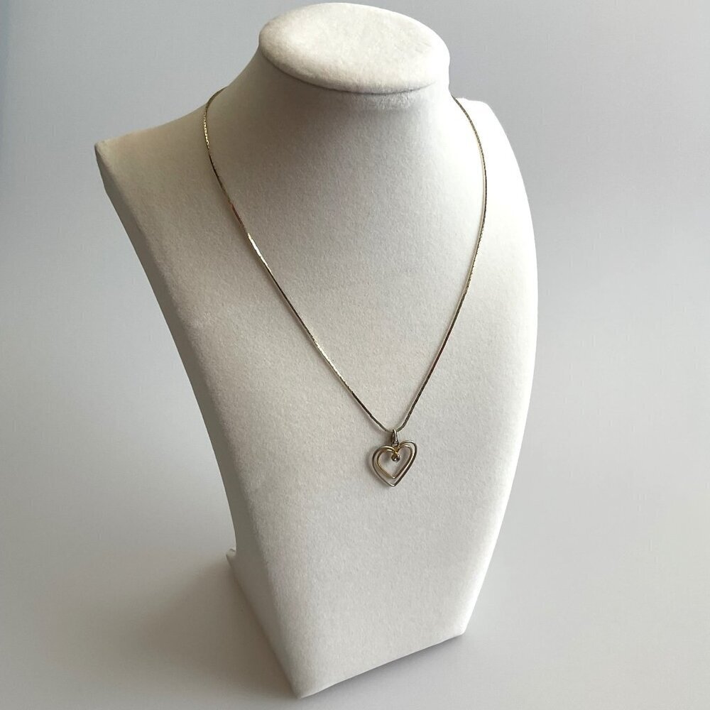 VINTAGE DOUBLE HEART RINESTONE NECKLACE RARE - Picture 4 of 12